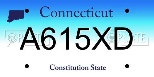 A615XD Connecticut License Plate