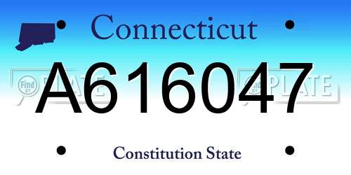 A616047 Connecticut License Plate