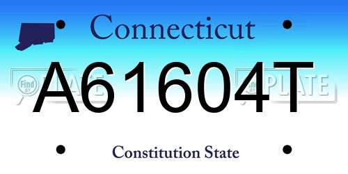 A61604T Connecticut License Plate