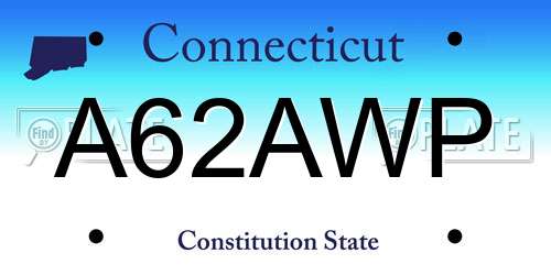 A62AWP Connecticut License Plate