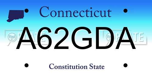 A62GDA Connecticut License Plate