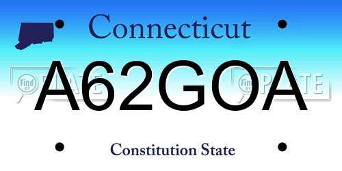 A62GOA Connecticut License Plate