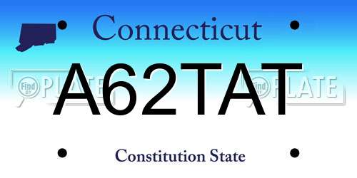 A62TAT Connecticut License Plate