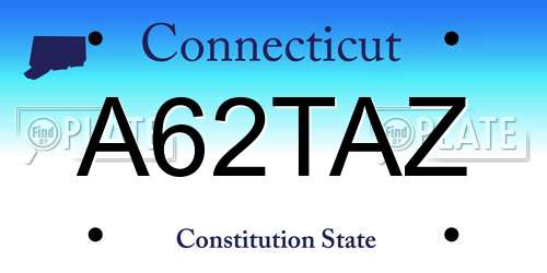 A62TAZ Connecticut License Plate