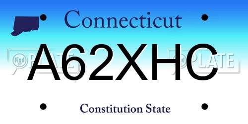 A62XHC Connecticut License Plate