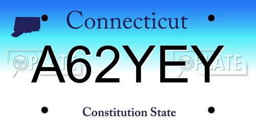 A62YEY Connecticut License Plate