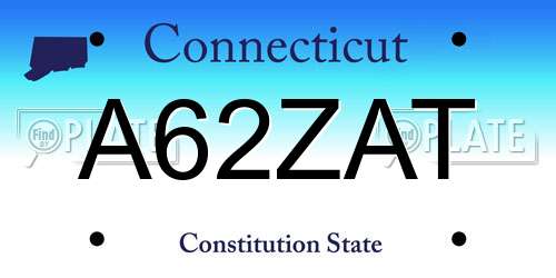 A62ZAT Connecticut License Plate