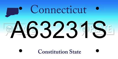 A63231S Connecticut License Plate