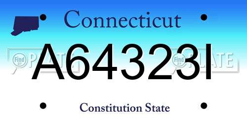 A64323I Connecticut License Plate