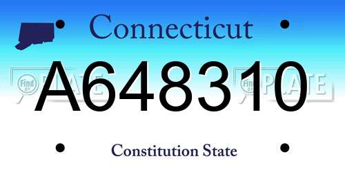 A648310 Connecticut License Plate