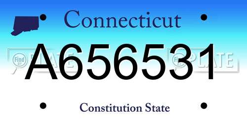 A656531 Connecticut License Plate