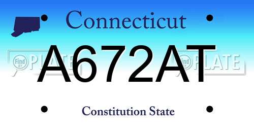 A672AT Connecticut License Plate