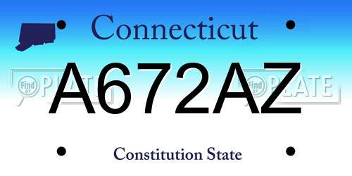 A672AZ Connecticut License Plate