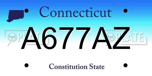 A677AZ Connecticut License Plate