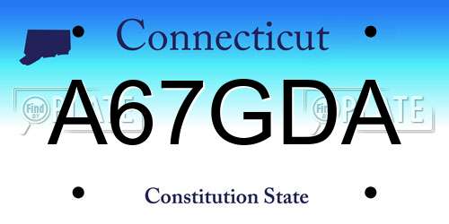 A67GDA Connecticut License Plate