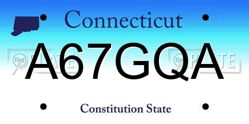 A67GQA Connecticut License Plate
