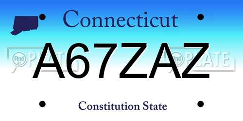 A67ZAZ Connecticut License Plate