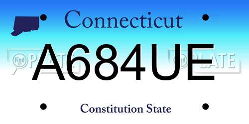 A684UE Connecticut License Plate