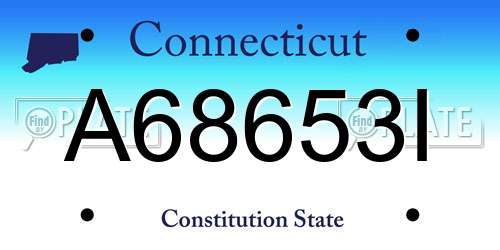 A68653I Connecticut License Plate
