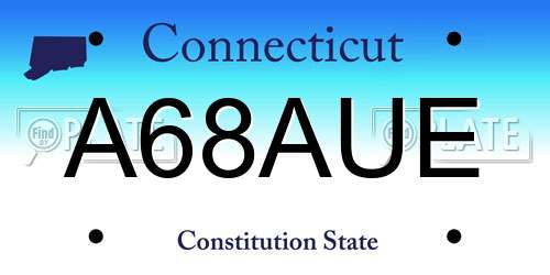 A68AUE Connecticut License Plate