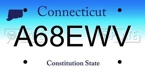 A68EWV Connecticut License Plate