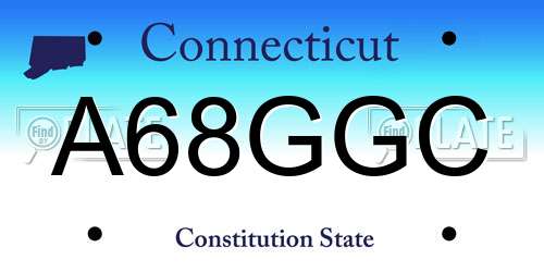 A68GGC Connecticut License Plate