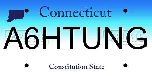 A6HTUNG Connecticut License Plate