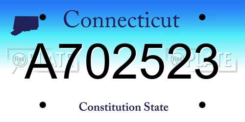 A702523 Connecticut License Plate