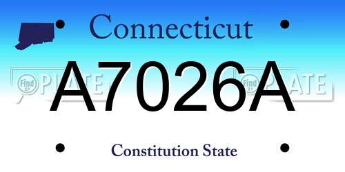 A7026A Connecticut License Plate