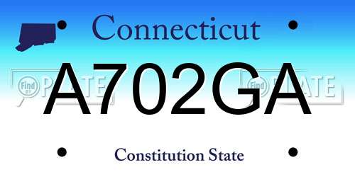 A702GA Connecticut License Plate