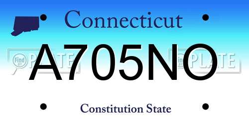 A705NO Connecticut License Plate