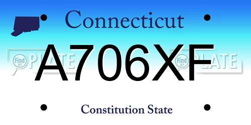 A706XF Connecticut License Plate