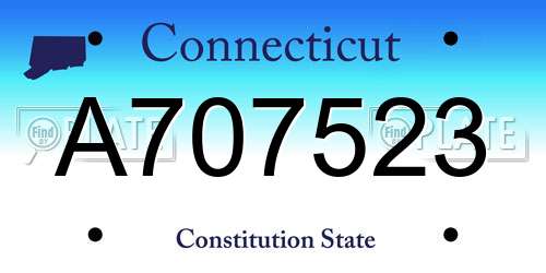 A707523 Connecticut License Plate