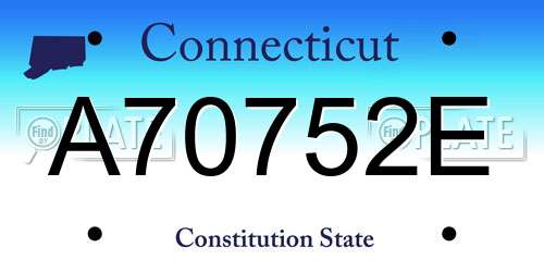 A70752E Connecticut License Plate