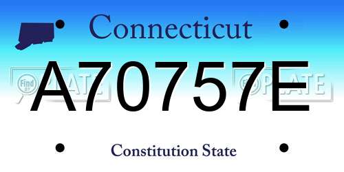 A70757E Connecticut License Plate