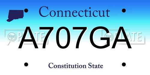 A707GA Connecticut License Plate