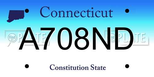 A708ND Connecticut License Plate