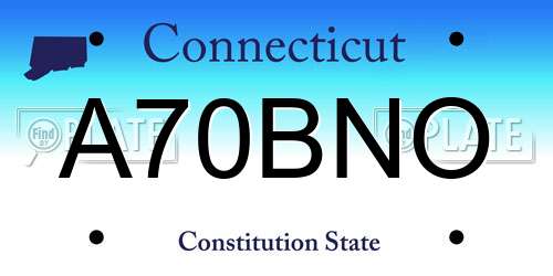 A70BNO Connecticut License Plate