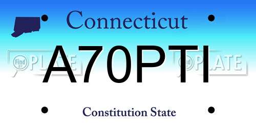 A70PTI Connecticut License Plate