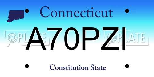 A70PZI Connecticut License Plate