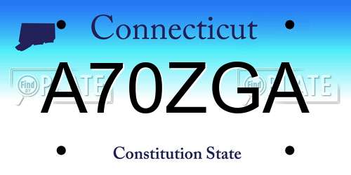 A70ZGA Connecticut License Plate