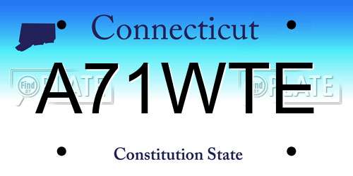 A71WTE Connecticut License Plate