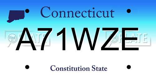 A71WZE Connecticut License Plate