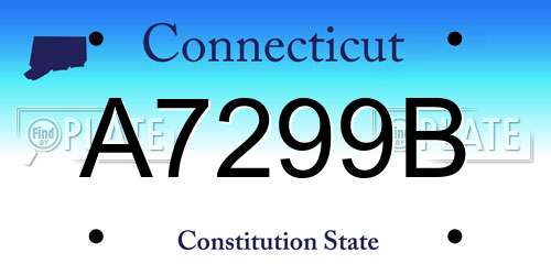 A7299B Connecticut License Plate