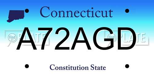A72AGD Connecticut License Plate