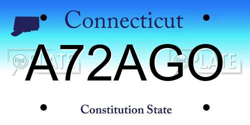 A72AGO Connecticut License Plate