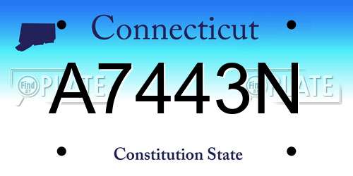 A7443N Connecticut License Plate