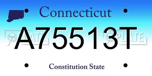A75513T Connecticut License Plate