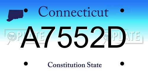 A7552D Connecticut License Plate