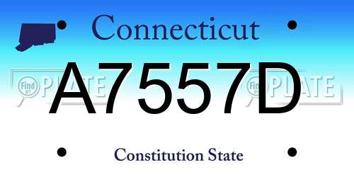 A7557D Connecticut License Plate